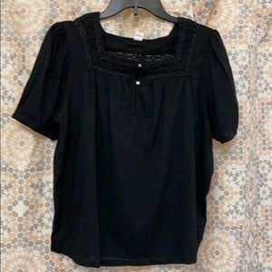 Black cotton/rayon blouse